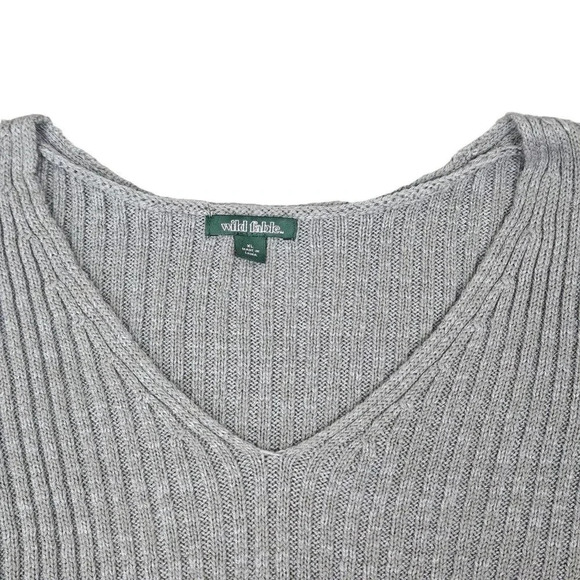 Wild Fable Women's V-Neck Rib Knit Pullover Sweater Gray Size XLarge - Picture 3 of 6